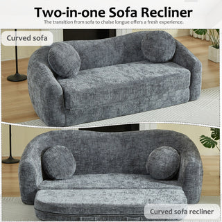 Curved Convertible Sofa, 2 In 1 Frameless Folding Sofa Bed With Pull Out Base And Deep Seat
