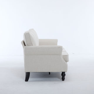 Rolled Arm Sofa With Nailhead Trim With Wooden Legs