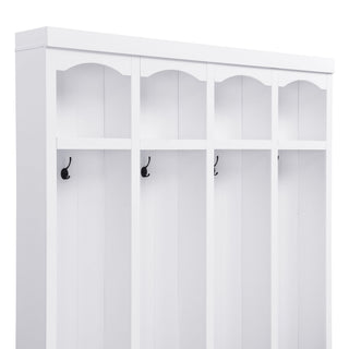 Entryway Hall Tree With Bench, 4 Hooks & Open Storage Space