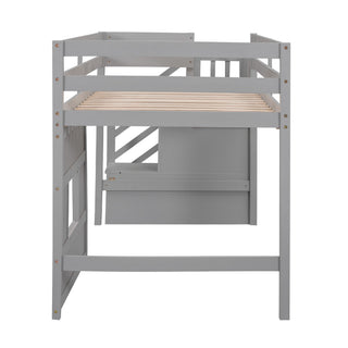 Loft Bed With Storage Staircase, Window & LED Light