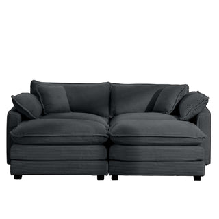 Modular Oversized Cushion Sofa With Ottoman, Low Back, Deep Seating Sofa Set