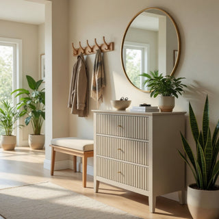 Fluted 3 Drawer Nightstand With Soft Close Slides
