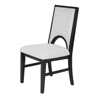 5 Piece Round Dining Set With Upholstered Chairs - Black / White