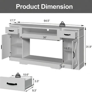 TV Stand With Adjustable Shelves & Double Doors