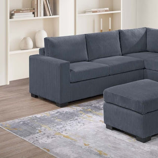 Contemporary L-Shaped Sectional Set With USB Console & Ottoman