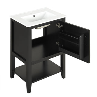 Modern Bathroom Vanity With Sink, Soft-Closing Door And Open Shelf