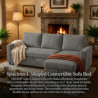 L - Shaped Convertible Sofa Bed With Storage Chaise