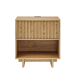 Nightstand With Hidden Charging Station USB Ports & Outlet Hole