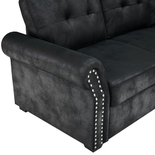 U Shape Sectional Sleeper Sofa With Pull Out Bed And Storage Chaise - Black