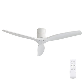 52" Ceiling Fan, No Light Flush Mount Low Profile 3 Blades With Remote Control