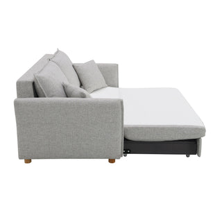 Oren - Chenille Sleeper Sectional Sofa With Storage 2 Toss Pillows - Gray