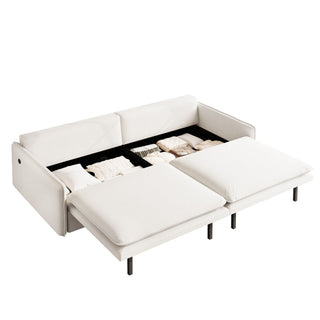 4 Seat Convertible Sleeper Sofa Bed, Modern With Storage