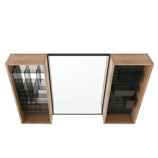 43.5" Mirror Cabinet With Storage, Wall Mounted Medicine Cabinet Frame With Shelves - Imitative Oak
