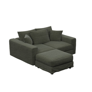 Convertible Deep Seat Sofa With Soft Pillows And Ottomans