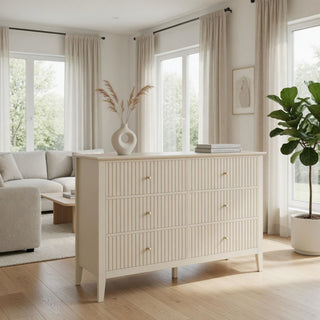 Modern 6 Drawer Fluted Dresser