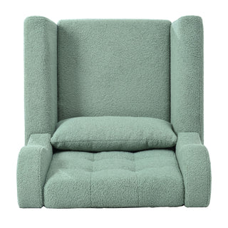Modern Accent Chair, Teddy Fabric Living Room Chairs Comfy Reading Chair, Mid Century Accent Chair, Lounge Arm Chairs Armchair For Living Room Bedroom - Light Green
