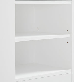 Tall Freestanding Bathroom Storage Cabinet With Adjustable Shelves And Side Hooks Board, Rectangle Design