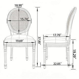 Dining Chairs, Upholstered With Round Back (Set of 2) - Beige