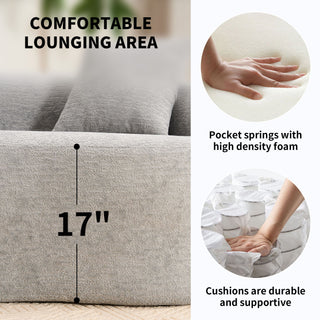 4 Seater Sofa With Fabric, 30D, 60 Hardness Full Sponge, 4 Pillow For Living Room, Home Furniture Sleeper Sectional Sofa For Apartment
