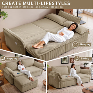 2 In 1 Convertible Sofa Bed, Multi Functional Living Room Furniture