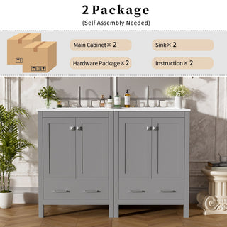 Bathroom Vanity With Integrated Undermount Ceramic Sink, 2 Doors And 1 Drawer, Soft Close Hinges