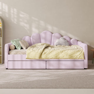 Shell Shaped Upholstered Daybed Frame With Slats