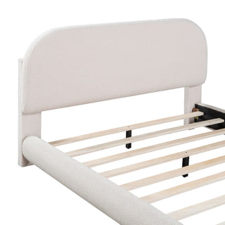 Upholstered Platform Bed With Thick Solid Frame And Stylish Curve-Shaped Design