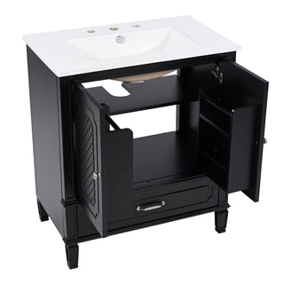 Vintage Style Bathroom Vanity With Sink, Multi Functional Storage, Soft-Closing Door