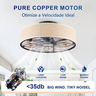 Lotus Bladeless Ceiling Fan With Remote Control For Living Room - Matte Black