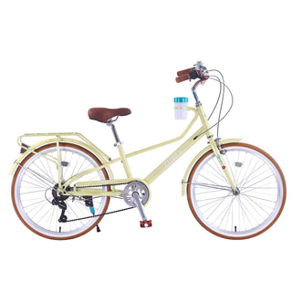 24" Cruiser Bike With 6 Speed Gear System, Rear Rack & Cup Holder