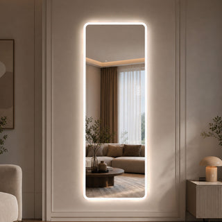 LED Full Length Mirror With Frosted Edge Lighting, 3 Color Temperatures