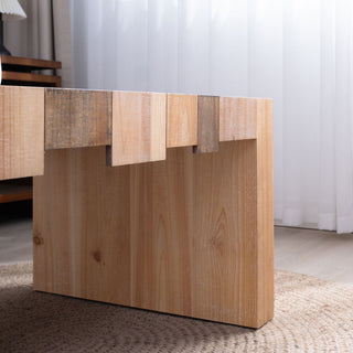 Modern Rustic Table With Sculpted Block Design
