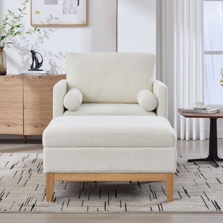 Oversized 360 Degree Swivel Barrel Accent Chair And Ottoman Set With Storage