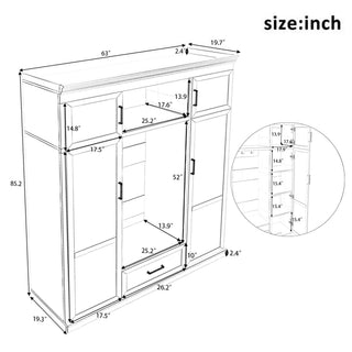 Hall Tree With Bench And 3 Hooks, Modern Entryway Storage Organizer Cabinet With 4 Doors, 1 Drawer And Adjustable Shelves