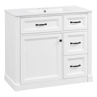 Modern Bathroom Vanity With Sink, 4 Drawers, Soft-Close Door, Adjustable Shelf