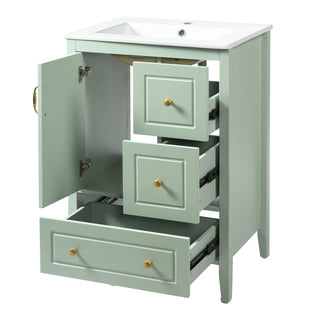 Retro Bathroom Vanity With Sink, Soft Closing Cabinet & Drawers