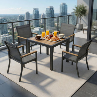 Outdoor Square Patio Slatted Dining Table - Gray