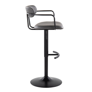 Demi - Contemporary Adjustable Height Barstool With Swivel With Rounded T Footrest (Set of 2)