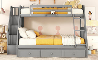 Bunk Bed With Drawers, Ladder And Storage Staircase