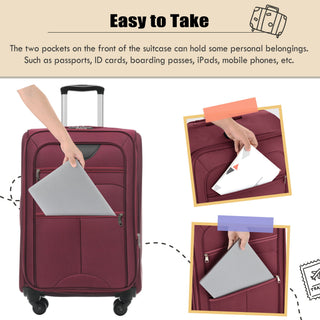 Softside Luggage Expandable 3 Piece Set Upright Spinner Lightweight Suitcase