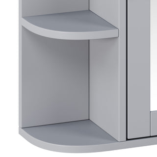Bathroom Wall Storage Cabinet With Mirror And Adjustable Shelf, 6 Open Shelves