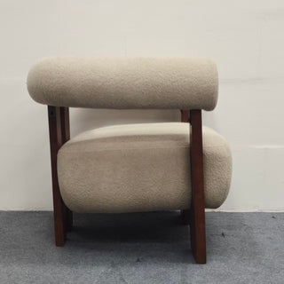 C - Shaped Chunky Arm Accent Chair - Beige / Brown