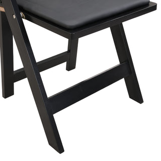 Solid Wood Upholstered Folding Chair Set, Dining Room (Set of 4)