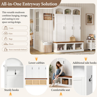 Classic Arched Design Hall Tree With 3 Hidden Storage