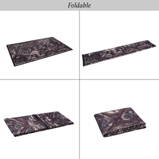 Maval - 2'6'' X 10' Washable Runner Rug - Black / Burgundy