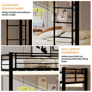 Bunk Bed For Kids, Convertible Frame With Ladders & Guardrail
