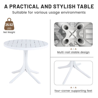 4 Piece Set Of Color Block Designed Single Chairs & Round Table - Cream White / Haze Green / White