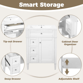 Bathroom Vanity With Top Sink, Storage Cabinet With 2 Drawers And Tip-Out Drawer