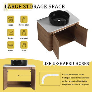 Wall Mounted Bathroom Vanity With Art Sink & 1 Soft Close Door