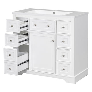 Modern Bathroom Vanity With Sink Combo, 6 Drawers And 1 Cabinet